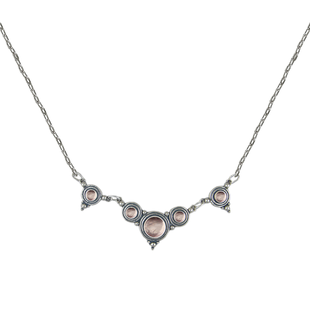 Sterling Silver Gemstone Necklace With Rose Quartz